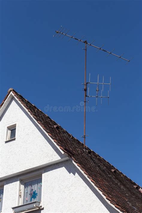 Rooftop with antenna stock image. Image of tower, equipment - 113791115