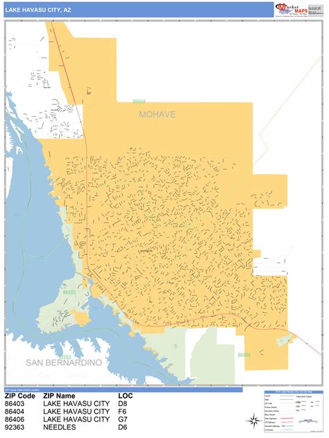 Lake Havasu City Arizona Wall Map (Basic Style) by MarketMAPS