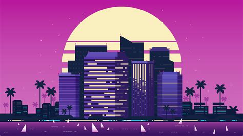 Retro Style City Purple Background Wallpaper, HD Artist 4K Wallpapers ...