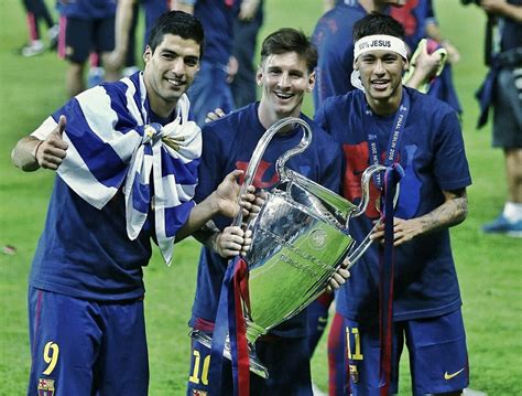 Trio MSN 2014-15 Champions League winners Messi/Suarez/Neymar | Champions league, Barcelona ...