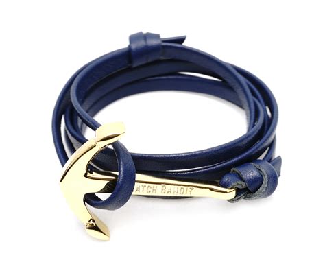 Blue Leather | Gold Anchor Bracelet - WatchBandit