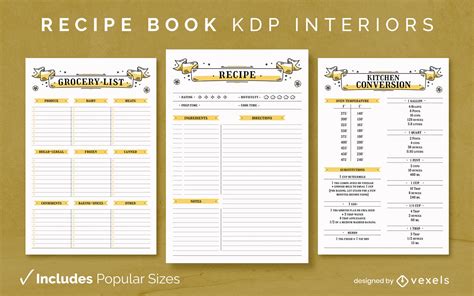 Recipe Book Doodle Template KDP Interior Design Vector Download