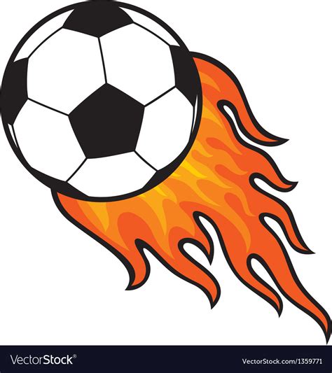 Football ball - soccer in fire Royalty Free Vector Image