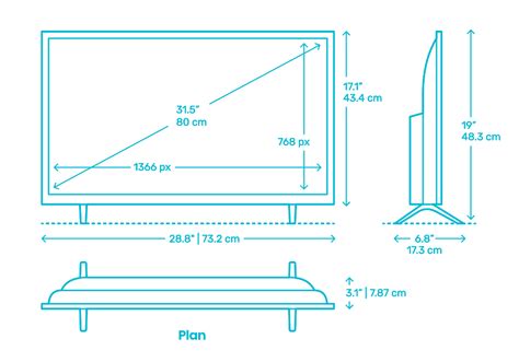 TCL 3-Series Roku Smart TV (32”) Dimensions & Drawings | Dimensions.com