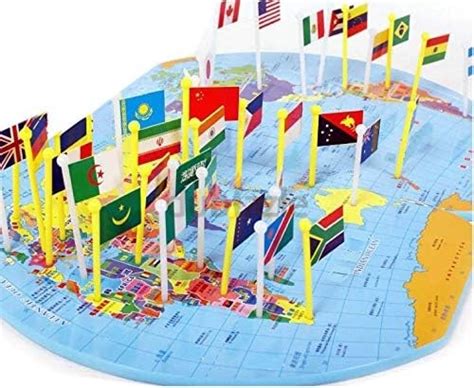 Wooden World Map Flag The Capitals with 36 Flags, Puzzle Teach ...