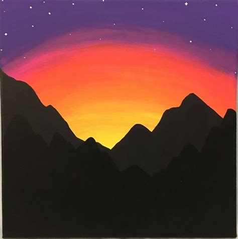 Paint a Mountain Sunset (for Beginners) | Sunset canvas painting, Mountain sunset painting ...