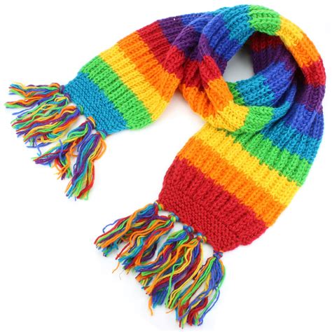 Wool Scarf Chunky Knit Tassels Long Knitted Warm Winter Colourful Shawl | eBay