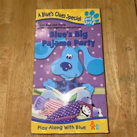 Blues Clues Blue’s Big Pajama Party VHS 1999 Orange Tape Vintage RARE OOP Nick - VHS Tapes