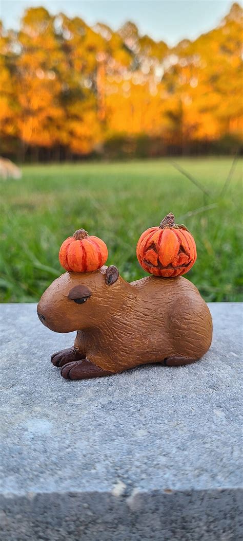 Clay Capybara With Pumpkins Halloween/fall - Etsy