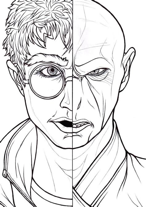 Harry Potter and Voldemort Face Coloring Page - Free Printable Coloring Pages for Kids