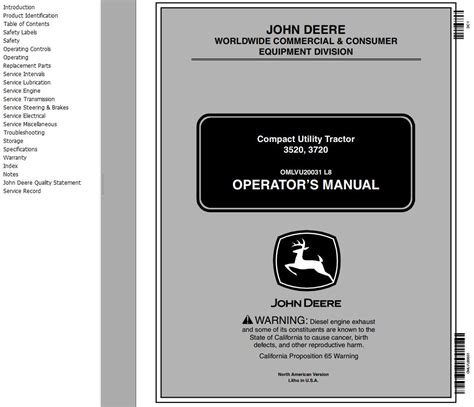 John Deere Tractor 3520 3720 Operators Manual PDF