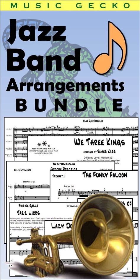 A bundled collection of Eight Complete Jazz Band Arrangements for middle school or high school ...