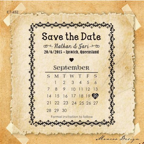 Save the Date Stamp DIY Calendar Stamp Names and Location - Etsy