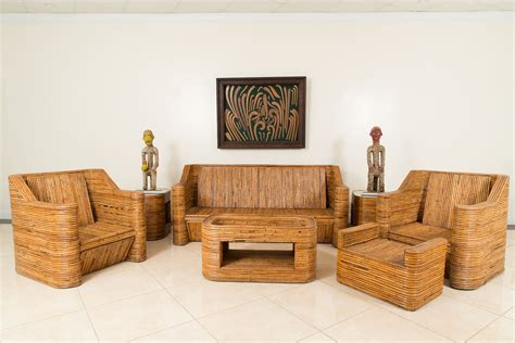 Mid Century bamboo veneer living room set