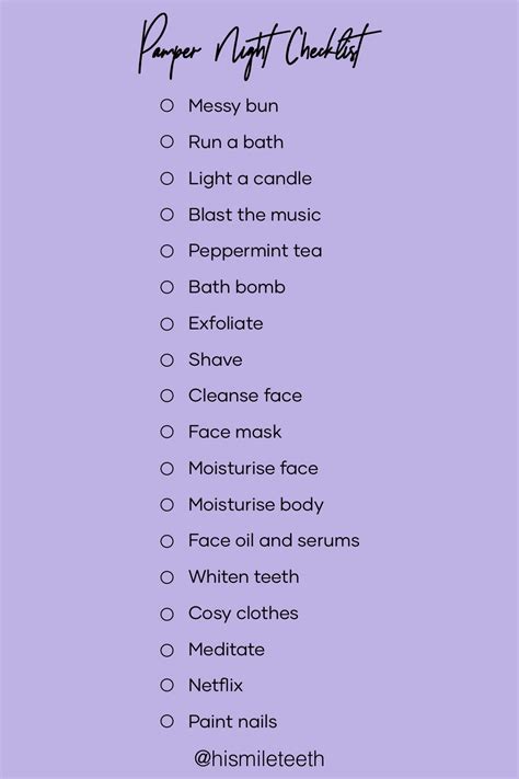 Bedtime pamper night routine checklist instagram template – Artofit