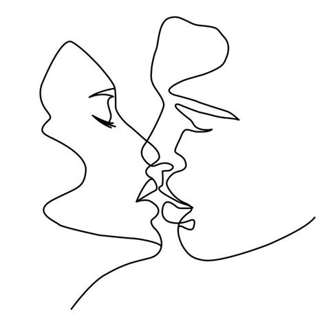 Kiss Art Print by KatrinPo - X-Small | Abstract face art, Line art ...