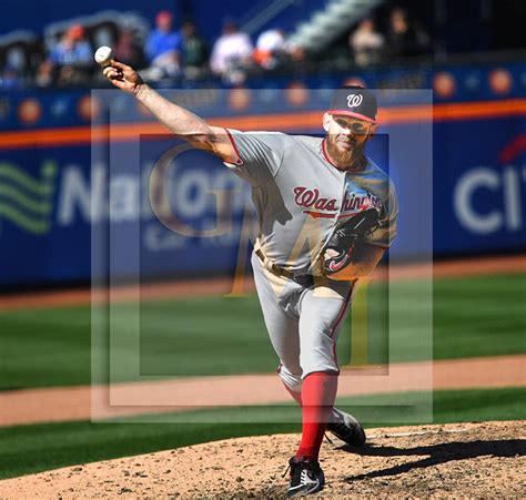 Washington Nationals starting pitcher Stephen Strasburg throws his 107th and final pitch - Gold ...