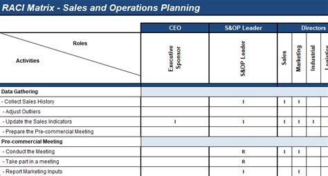 S&OP Roles and Responsibilities Matrix – Demand Planning, S&OP/ IBP, Supply Planning, Business ...