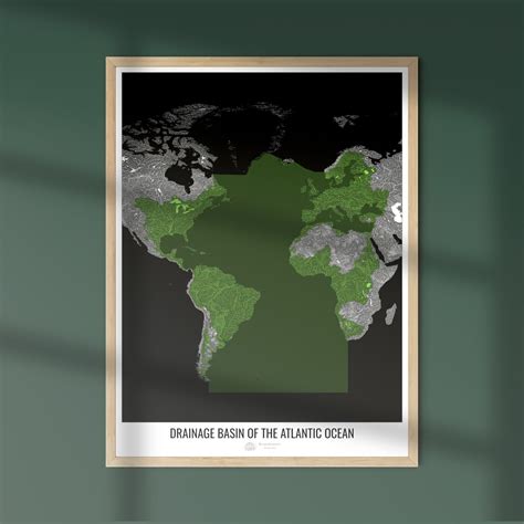 Atlantic Ocean - Drainage basin map, black v2 - Photo Art Print ...