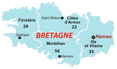 Quels sont les départements de la région Bretagne