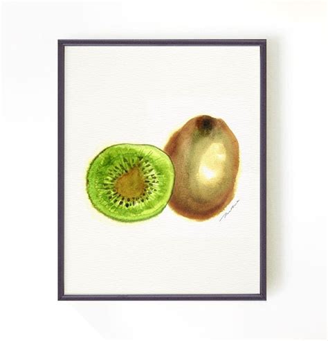 Kiwi fruit Watercolor painting Kitchen art New zealand fruit