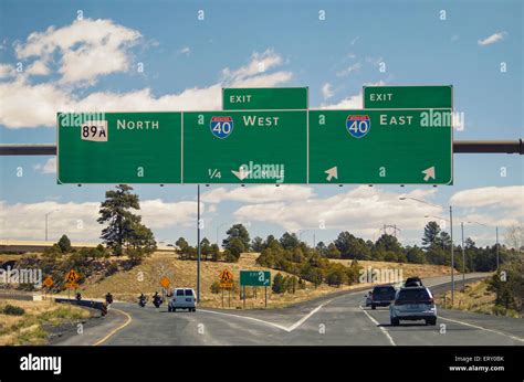 Blank empty freeway signs on western US highway copy space for your ...