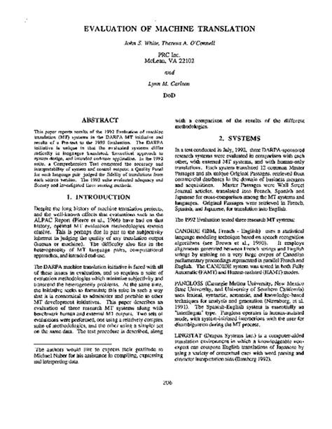 (PDF) Evaluation of machine translation | John S White - Academia.edu