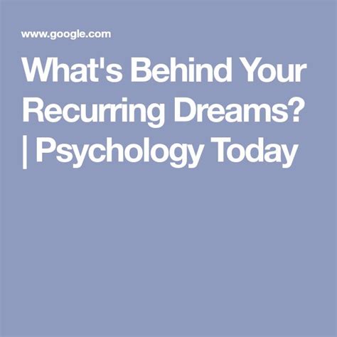 What's Behind Your Recurring Dreams? | Psychology Today | Recurring ...