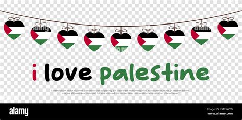 The national flag of the Palestine and the inscription I love Palestine ...