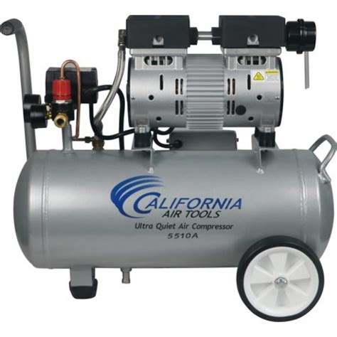 California Air Tools 8010 Ultra Quiet & Oil-Free 1.0 hp Steel Tank Air Compressor, 8 gal, Silver ...