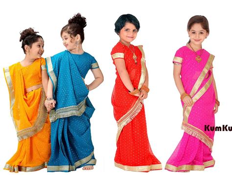 National Indian Clothing Children Sari Dress Classic Georgette ...