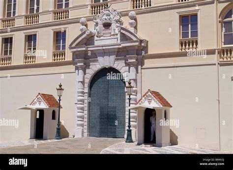 One entrance to the Grimaldi Palace Monaco residence of the prince ...