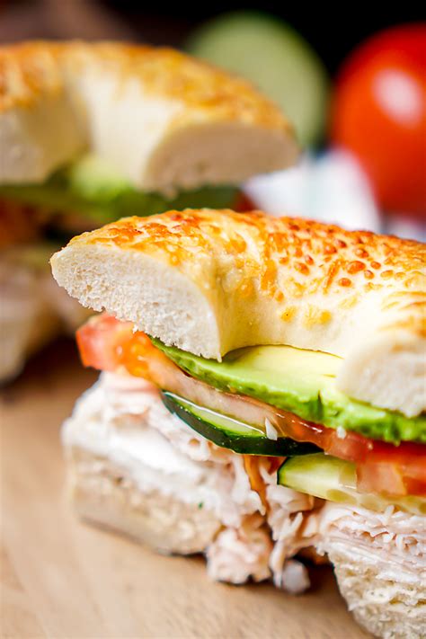 Veggie and Cream Cheese Turkey Bagel Sandwich - The Love Nerds