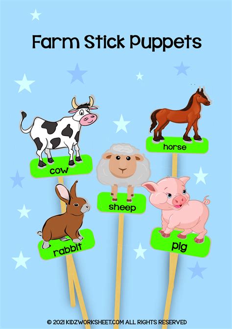 Farm Animal Stick Puppets