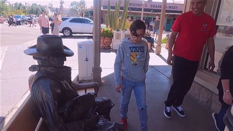 Living statue cowboy prank - YouTube