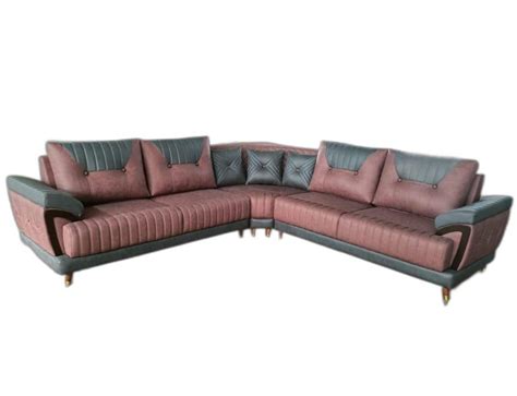 Wooden Pink Five Seater Leather Sofa Set at Rs 50000/piece in Chennai | ID: 2849484737197