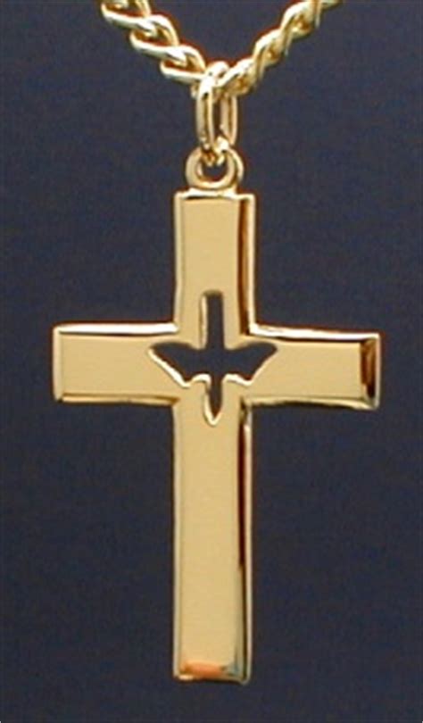 Holy Spirit Crucifix Necklace Gold, # 1495