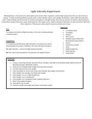 Light Intensity Experiment POSTER.docx - Light Intensity Experiment ...