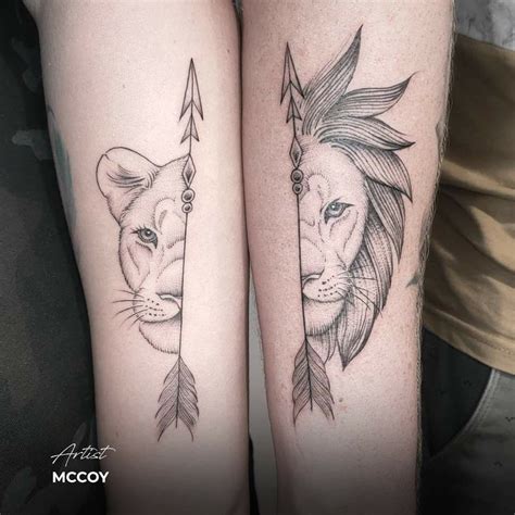 Matching lions couples tattoos Celebrity Ink | Female lion tattoo, Couples lion tattoo, Tiger ...