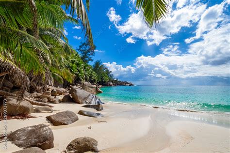 Perfect untouched tropical beach Seychelles Stock Photo | Adobe Stock