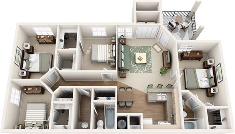 three bedroom flat layout - Google keresés | Apartment floor plans, 4 ...