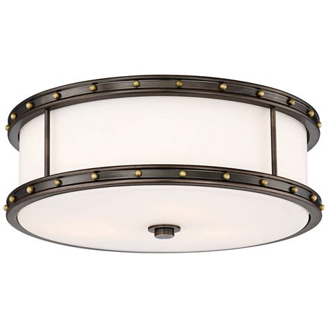 Flush Mount 15 1/2"W Harvard Court Bronze LED Ceiling Light - #78M39 | Lamps Plus