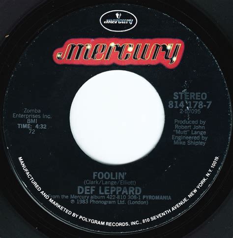 Def Leppard – Foolin' (1983, Vinyl) - Discogs