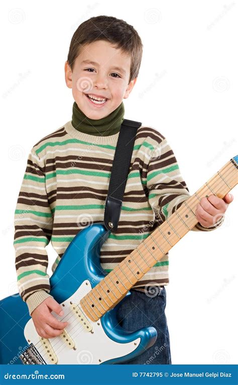 Adorable Child Playing Electric Guitar Stock Image - Image of instrument, green: 7742795