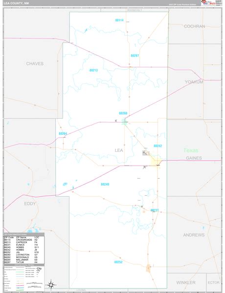 Lea County, NM Wall Map Premium Style by MarketMAPS