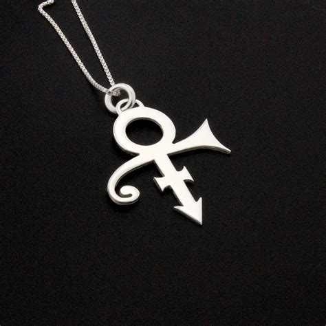 Prince symbol Necklace BRIGHT SATIN FINISH silver Pendant