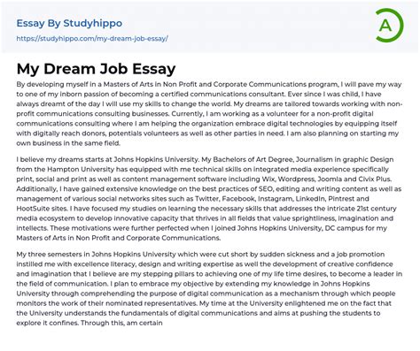 My Dream Job Essay | StudyHippo.com