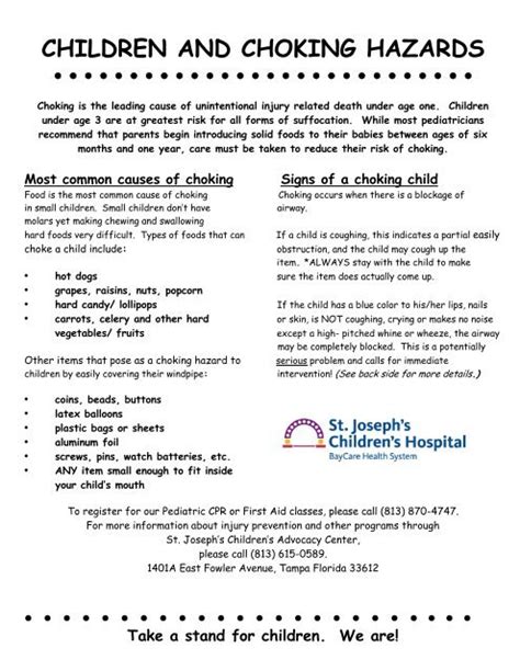 Children And Choking Hazards - St.Joseph's Hospital