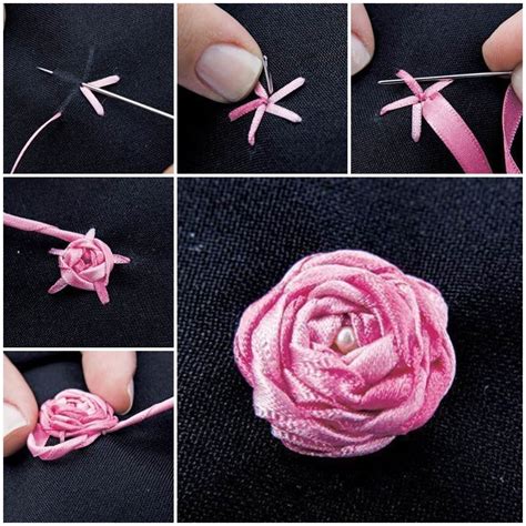 DIY Delicate Embroidery Ribbon Rosette