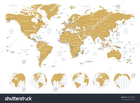 Golden World Map Borders Countries Cities Stock Vector (Royalty Free) 385208446 | Shutterstock